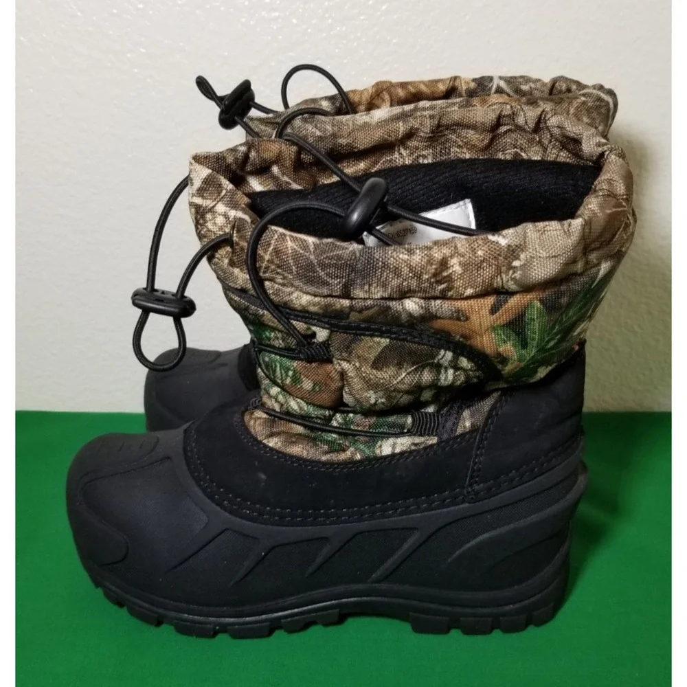 Itasca Unisex Kids Black Brown Camouflage Real Tree Snow Hunting Boots Size 2